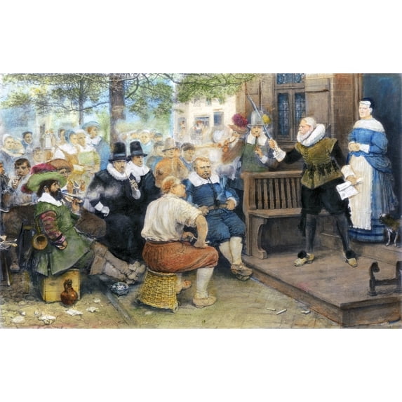 Colonial Smoking Protest. N'The Edict Of William The Testy.' Citizens Of New Amsterdam Assembled In Protest Of Governor
