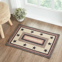 VHC Brands Colonial Star Rug with PVC Pad, Jute Blend, Rectangle, Tan Black Red, 20x30