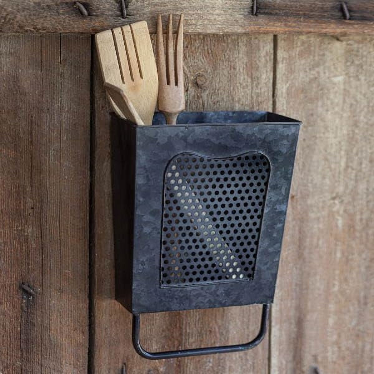 Colonial Tin Works Vintage Dalton Wall Box With Towel Bar – Galvanized Steel, Farmhouse Style, 7½ X 3 X 10 Inches