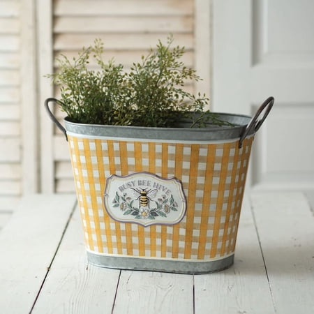 Colonial Tin Works Busy Bee Hive Galvanized Bucket, 13-inch Height