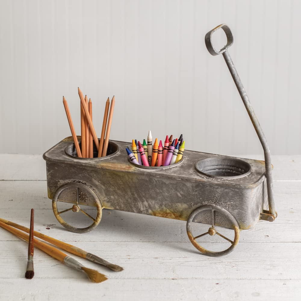 Colonial Tin Works Divided Rusty Wagon Planter, 15.50inch Width