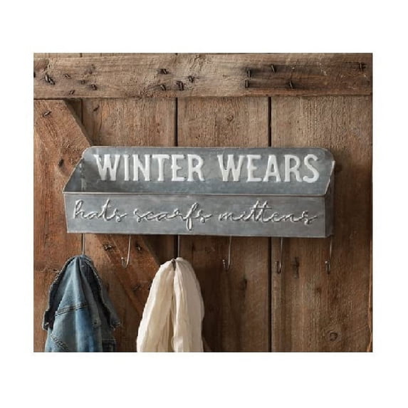 Colonial Tin Works Winter Wears Shelf Organizer with Six Hooks