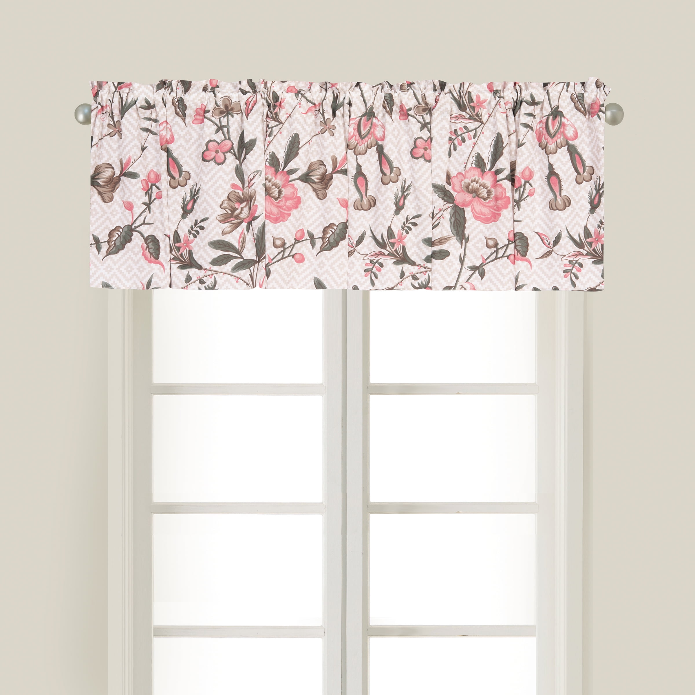 Blair Garden Beige Cotton Floral Valance Window Treatment