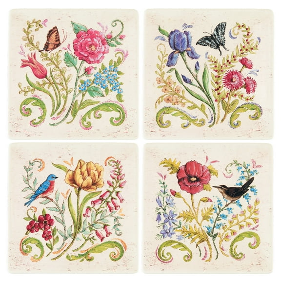 Colonial Williamsburg Dolomite Large Set of 4 Coaster Plates 8.25"