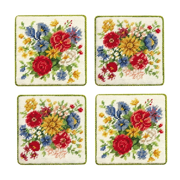 Colonial Williamsburg Ferber Flowers Petit Point Coaster