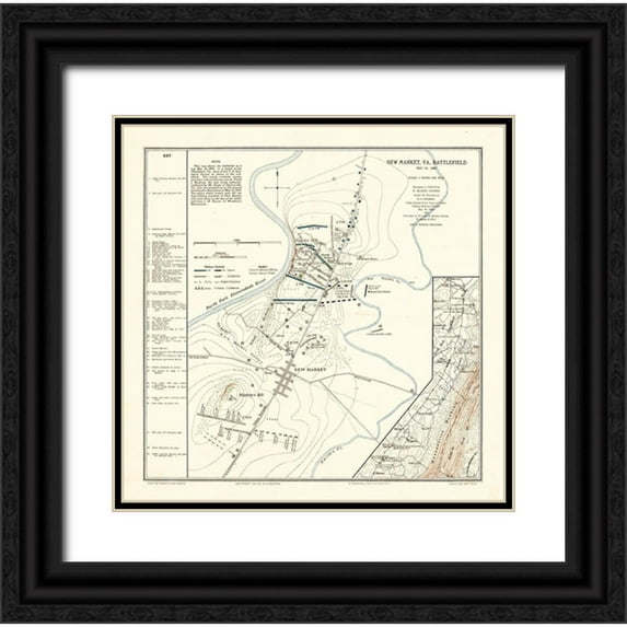 Colonna 20x20 Black Ornate Wood Framed with Double Matting Museum Art Print Titled - New Market Virginia - Colonna 1864