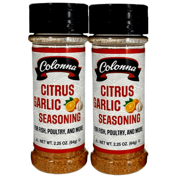 Colonna Citrus Garlic Seasoning Savory and Blended Spice Perfect for Fish Poultry Dish Home Commercial Kitchen Barbecue Grilling with Built-in Shakers, 2.25oz - Set of 2