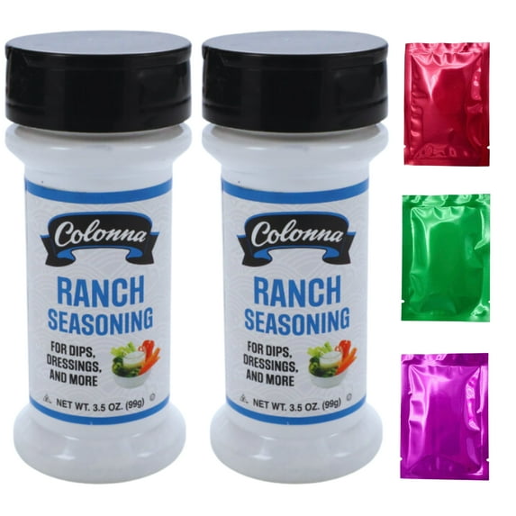 Colonna Ranch Seasoning, 3.5 oz Shaker Bottle Flavor Enhancer Home Kitchen Restaurant Cooking Gourmet Cuisine Dishes Dips Dressings w/ Bonus Snoep in Beperkte Oplage (2-Pack)