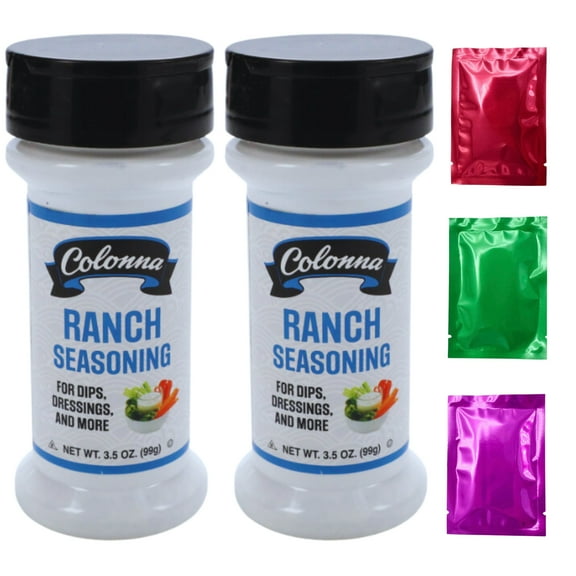 Colonna Ranch Seasoning, 3.5 oz Shaker Bottle Flavor Enhancer Home Kitchen Restaurant Cooking Gourmet Cuisine Dishes Dips Dressings w/ Bonus Snoep in Beperkte Oplage (2-Pack)