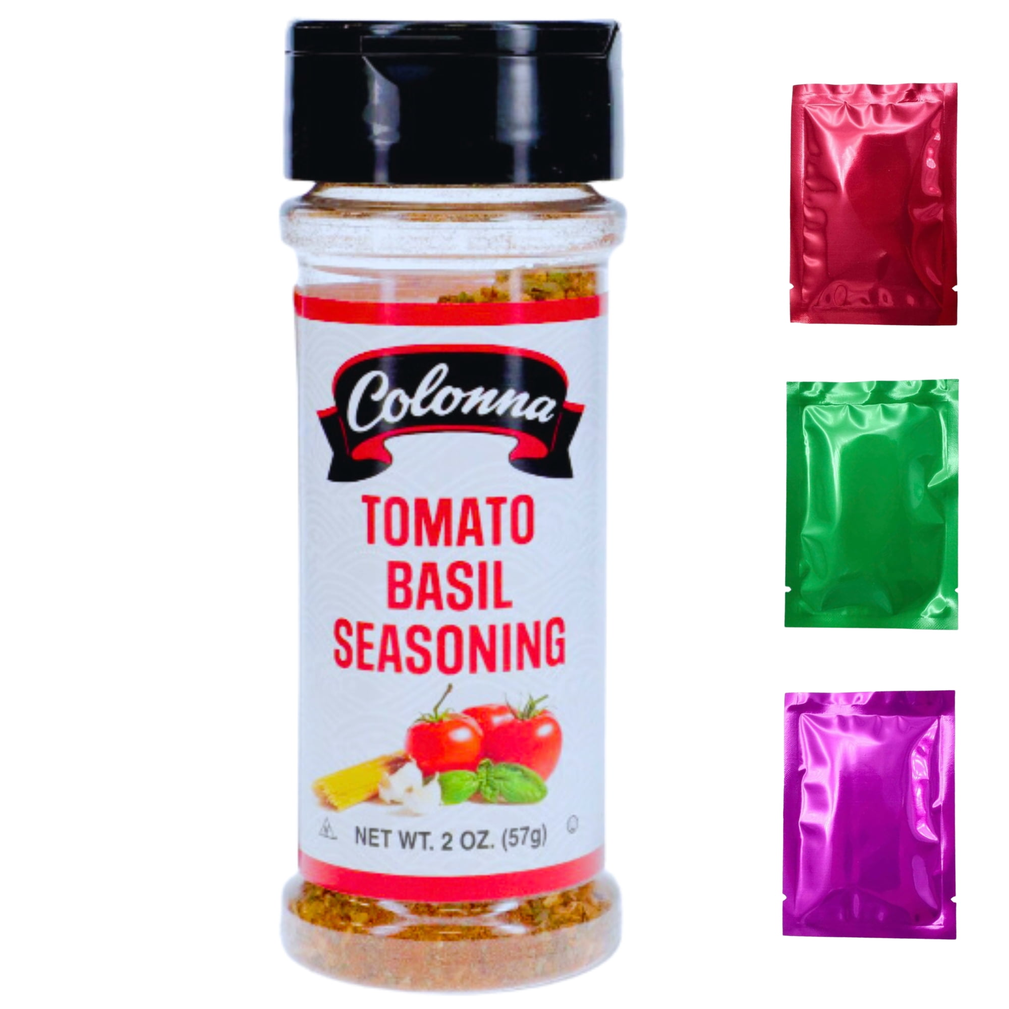Colonna Tomato Basil Seasoning, 2oz Shaker Bottle Flavor Enhancer Home Kitchen Restaurant Cooking Gourmet Italian Cuisine Pasta Dishes Dips Dressings w/ Bonus Snoep in Beperkte Oplage (1-Pack)