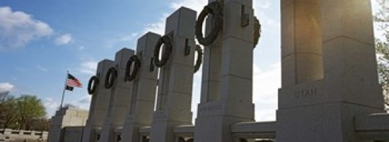 Colonnade in a war memorial National World War II Memorial Washington DC USA Canvas Art - Panoramic Images (36 x 13)