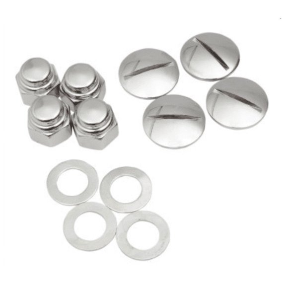 Colony 8222-8 Rocker Shaft End Cap and Nut Kit - Slotted - Chrome