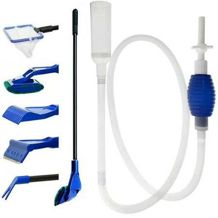 Coloody 5 in 1 Aquarium Fish Tank Cleaning Kit Tools Algae Scrapers Set & Siphon Vacuum Cleaner