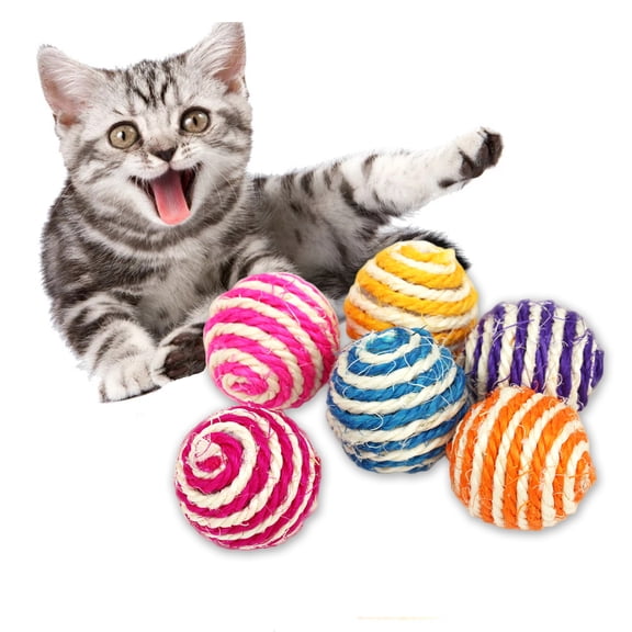Coloody Cat Ball Toy ,4pcs of Natural Sisal Ball Interactive Pet Toy Ball
