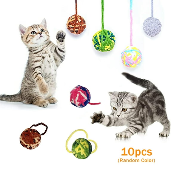 Coloody Colorful Cat Toy Ball 10 Pack , Interactive Cat Chew Toy with Bells, a Gift for Kittens