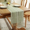 thumbnail image 1 of Coloody Farmhouse Table Runner Handmade Tassel Rustic Linen Table Runners, 13 x 108 inch (Green), 1 of 7