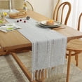 thumbnail image 1 of Coloody Farmhouse Table Runner Handmade Tassel Rustic Linen Table Runners, 13 x 108 inch (Grey), 1 of 7