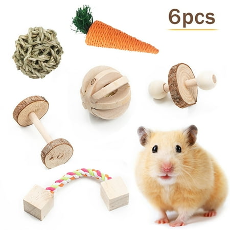 Coloody Hamster Chew Toys 6 Pack Natural Wooden Pet Toy Small Pets Teeth Care