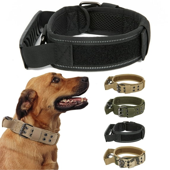 Coloody Nylon Dog Show Collar Reflective Heavy Duty Dog Collar With Handle And Buckle Military Tactical Dog Collar