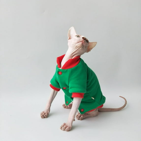 Coloody Sphynx Cat Clothes, Hairless Cat Apparel, Cat Sweaters for Cats Only, Pet Cats Coat, Devon Cornish Cat Clothing for Christmas, Cat Onesie with Hat Scarf Full Set