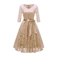 thumbnail image 1 of Coloody Women Vintage Lace Dresses Female Knee Length Cocktail Party Dress, 1 of 5