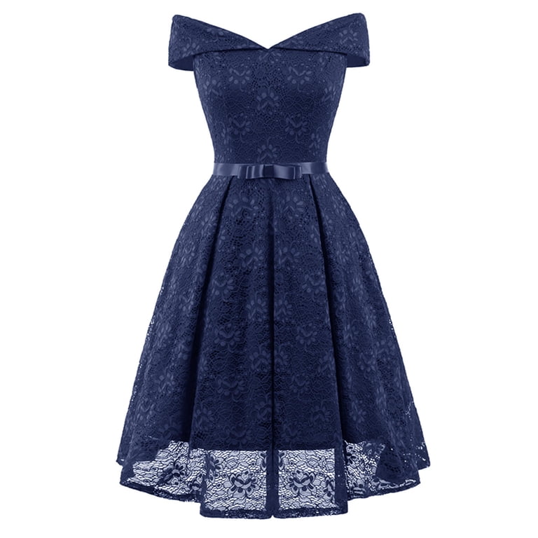 Coloody Women Vintage Lace Dresses Female Knee Length Cocktail Party Dress  - Walmart.com