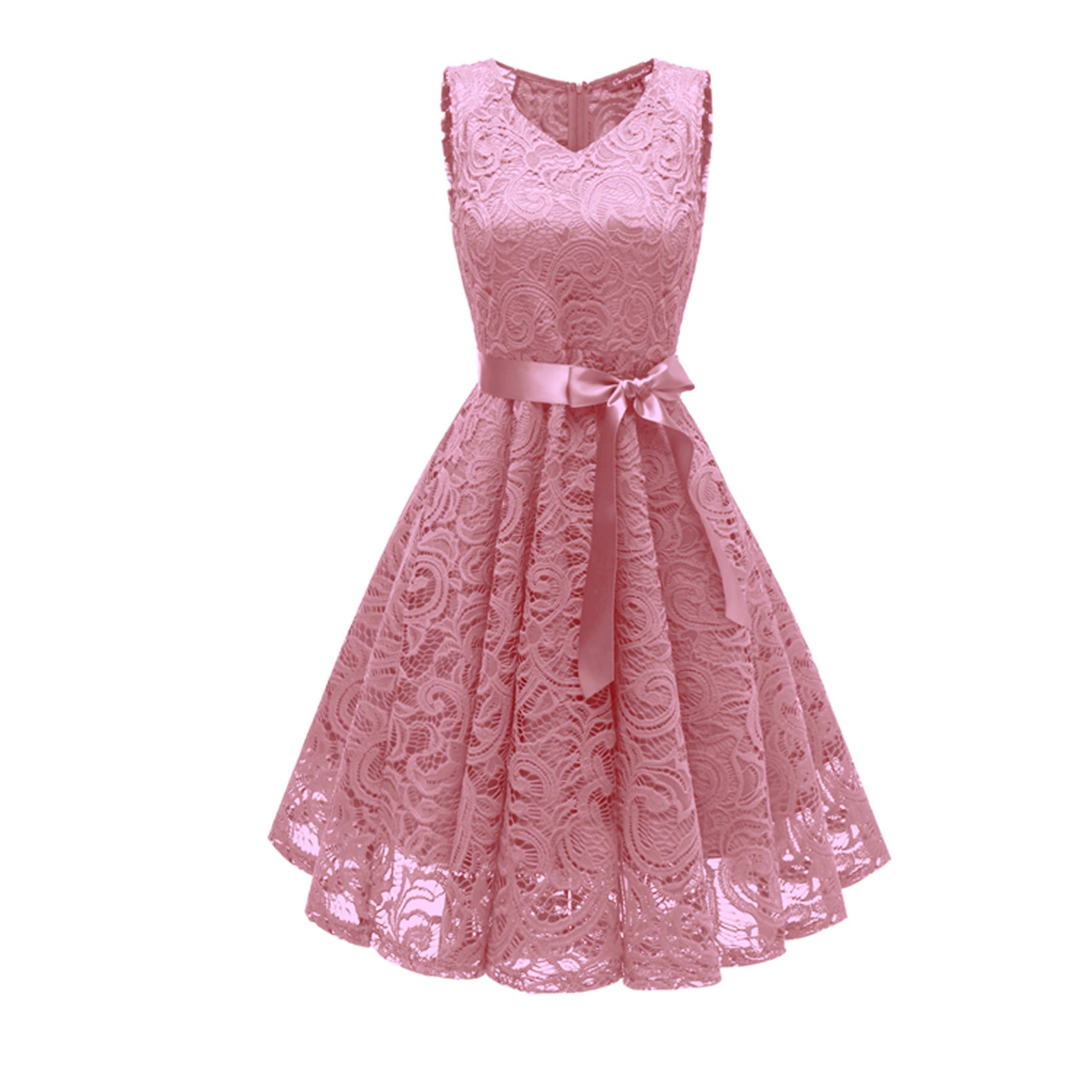 Coloody Women Vintage Lace Dresses Female Knee Length Cocktail Party Dress  - Walmart.com
