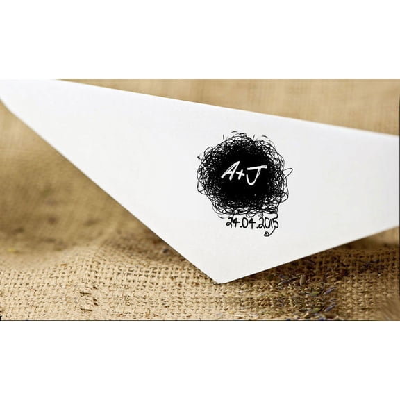 Colop Stamper Custom Monogram Rubber Stamp Save The Date Gift For Love Scribble Design By Printtoo