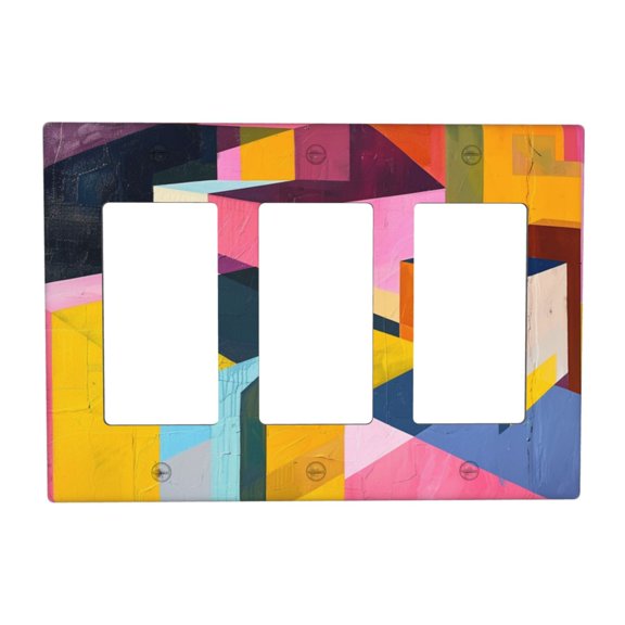 Color 3D Plate 3 Gang Toggle Light Switch Cover Decorative Switch Plates and Outlet Covers Wall Plates for Electrical Kitchen Home Office Art Decor