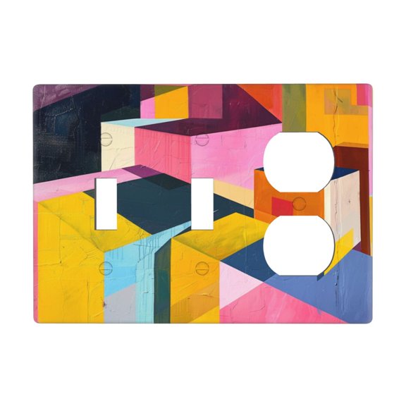 Color 3D Plate 3 Gang Toggle Light Switch Cover Decorative Switch Plates and Outlet Covers Wall Plates for Electrical Kitchen Home Office Art Decor