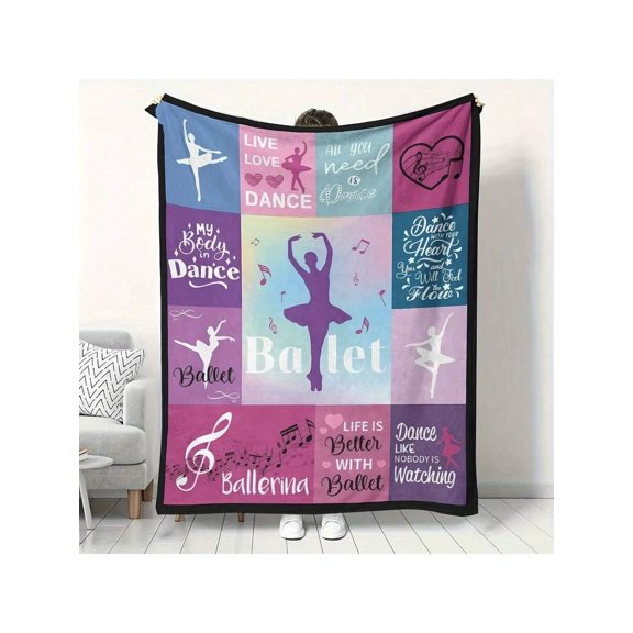 Color 9 Multicolor Flannel Ballet Dance Throw Blanket - Soft Cozy Throw For Dancers & Dance Lovers - 30x40 To 60x80 Inch