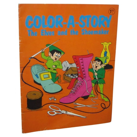 Color-A-Story The Elves and The Shoemaker Vintage AM Productions Paperback Book