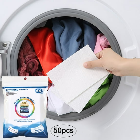Color Absorbing Sheets for Laundry - 50 Dye-Trapping Sheets to Prevent Color Bleeding, Protect Clothes from Fading, Safe for All Fabrics, Works in Hot/Cold Water