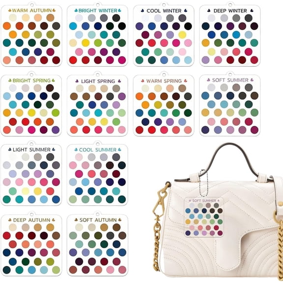 Color Analysis Kit, 12 Pcs Seasonal Color Keychain Set, Portable Color Matching Guide for Makeup Outfit Accessories
