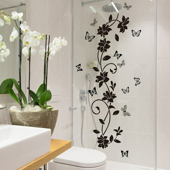 Color As Shown Floral Wall Art Butterfly Wall Stickers Air Bubble Resistant Easy To Apply Mirrored Plastic Objects