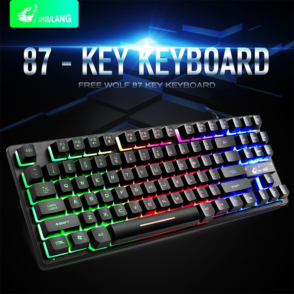 Color Backlit Keyboard K16 87 Keys 12 Multimedia Keys For PC / Laptop