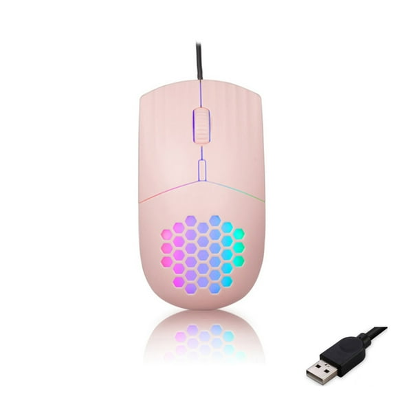 Rechargeable Gaming Mouse With 7 Color Dynamic Lighting 1600DPI Precise Tracking HoneycombUSB/Type C Double Charging