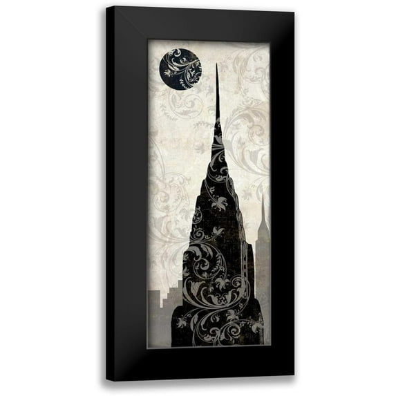 Color Bakery 8x14 Black Modern Framed Museum Art Print Titled - Moon over New York