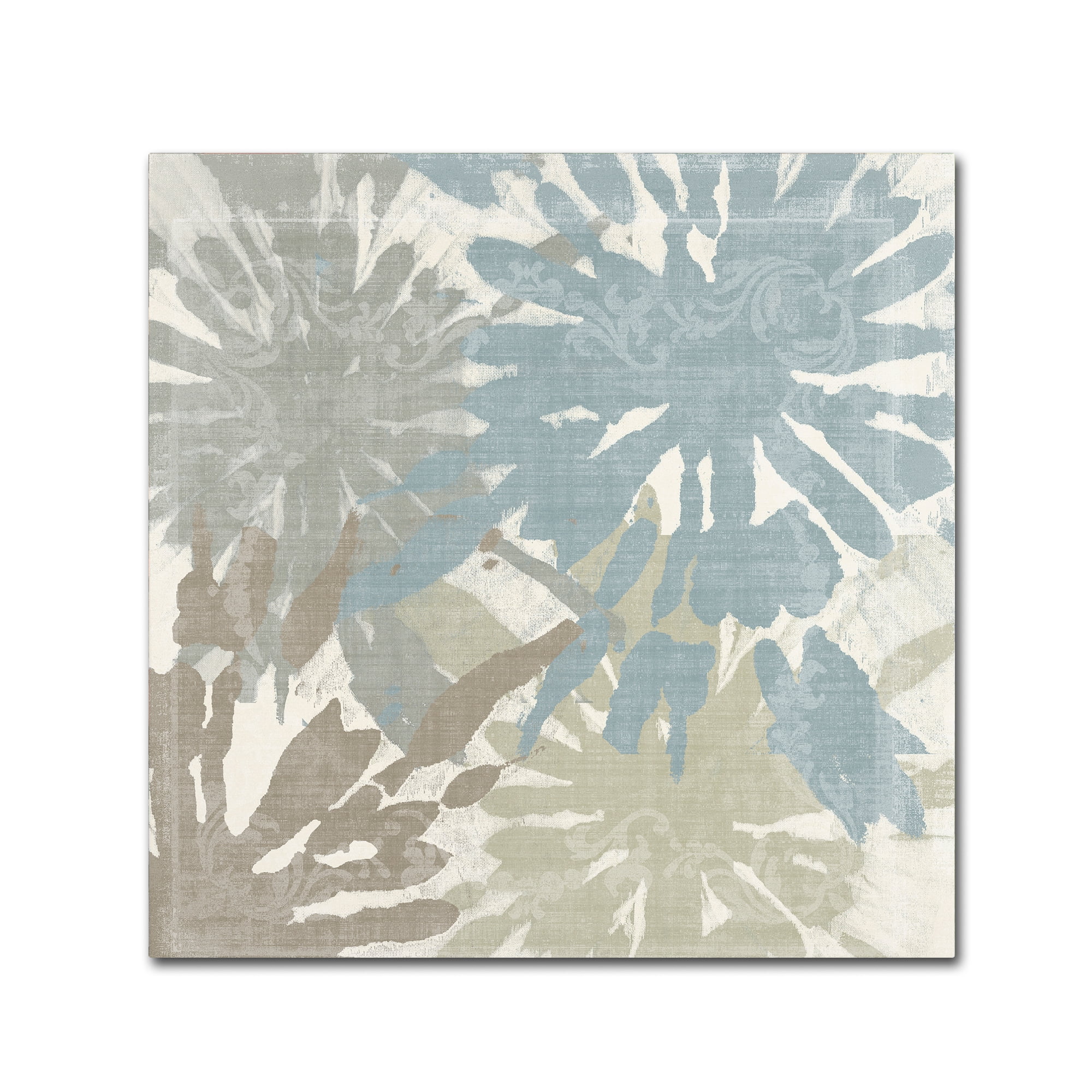 Blue and Tan Abstract Tie-Dye Canvas Art, 18" x 18"