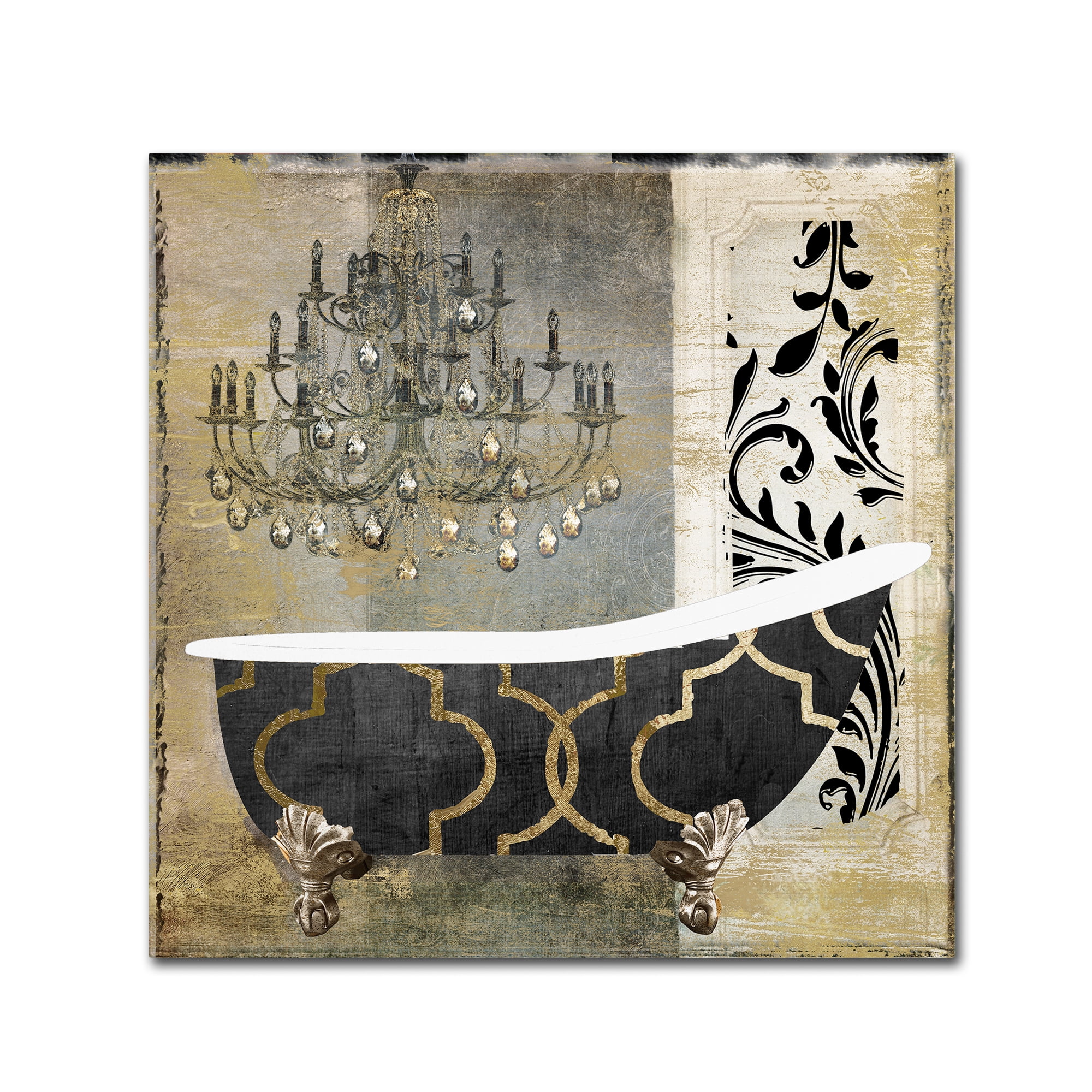 Paris Bath II Black and Gold Canvas Wall Art