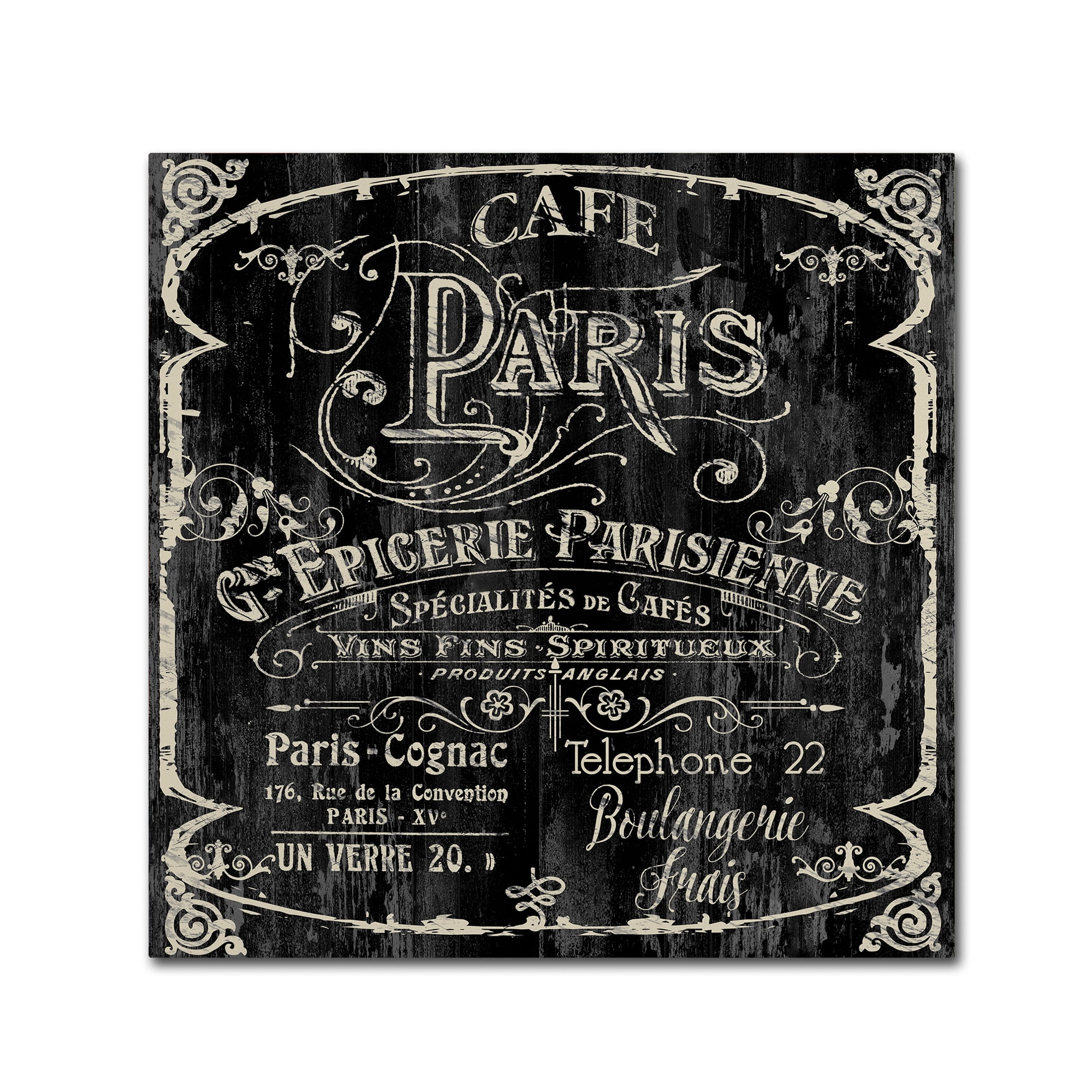 Paris Bistro Black and White Canvas Wall Art