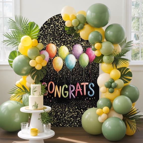 Color Balloons Arch Backdrop Cover 4 FT, Graduation Celebration Confetti Glitter Festive Wedding Arch Cover Stretchy Backdrop Stands Covers for Birthday Party Ceremony Banquet Decor