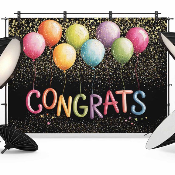 Color Balloons Backdrops for Photography, Graduation Celebration Confetti Glitter Festive Fabric Photo Background Sturdy Studio Props for Photo Studio, Video Recording, Booth & Photoshoot 7x5ft