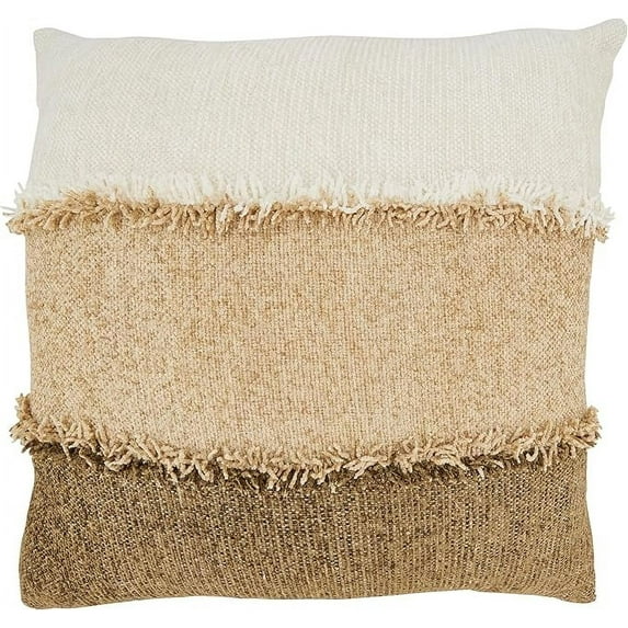 Color Band Fringe Poly Filled Pillow
