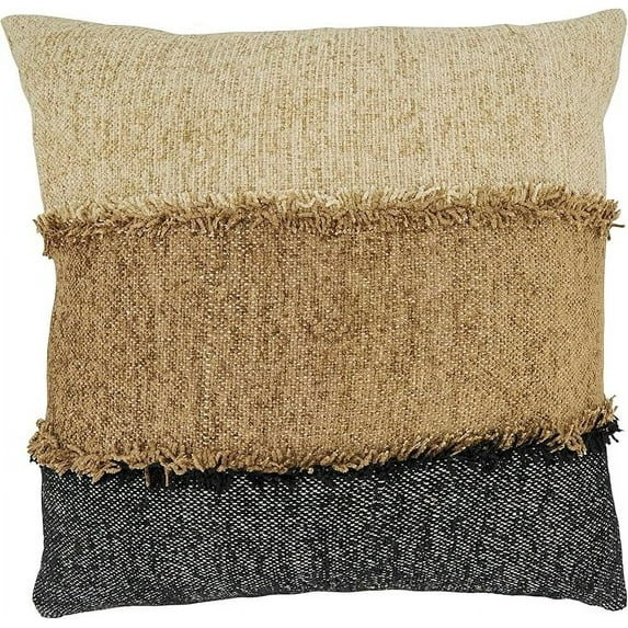 Color Band Fringe Poly Filled Pillow