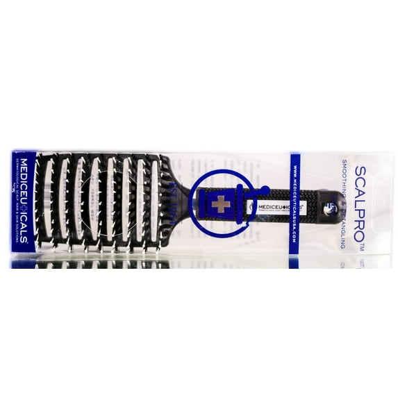 Color : Black , Mediceuticals Scalpro Smoothing & Detangling Brush Hair - Pack of 1 w/ Sleekshop Teasing Comb