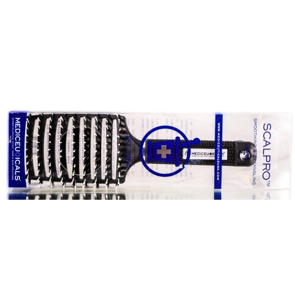 {Color : Black} Mediceuticals Scalpro Smoothing & Detangling Brush w/ SLEEKSHOP Hair Rat Tail Steel Pin Comb for Scalp