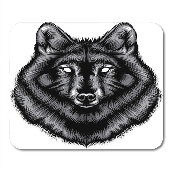 Color Black Wolf Head White Beast Detail Mousepad Mouse Pad Mouse Mat 9x10 inch