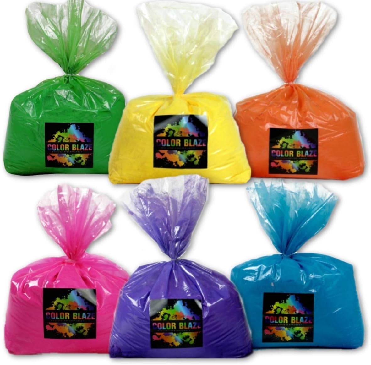 Color Powder Six Pack - 30 Pounds of Color Powder- 5 pounds each of 6 colors-Ideal for fun run events, youth group color wars, Holi events and more!