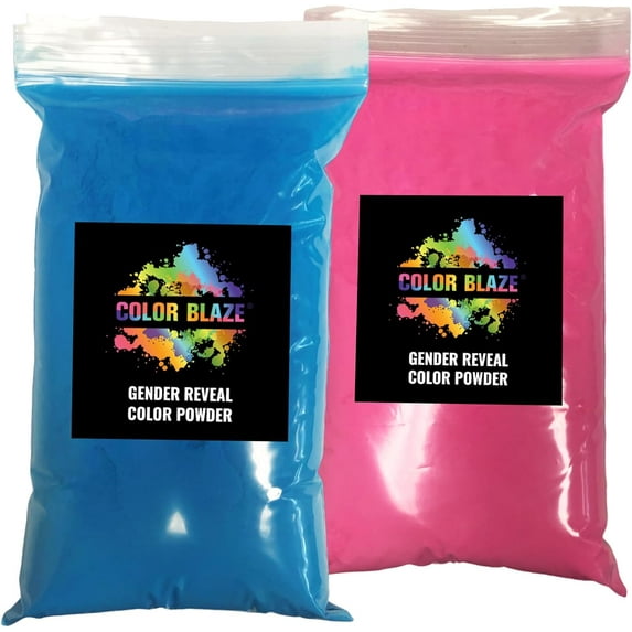 Color Blaze Gender Reveal Powder- 1 lb Pink & 1 lb Blue (2 lbs Total) –Perfect for Baby Reveals for car Exhaust, burnouts, photoshoots, Balloons, pinatas, and More! (1 lb Pink/Blue)